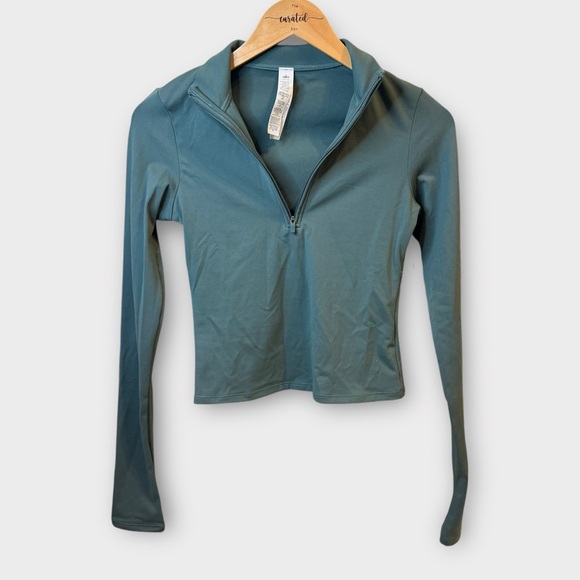 Alo Yoga SoftSculpt Precision ¼ Zip Long Sleeve – Size S (Olive Green) - Picture 2 of 9